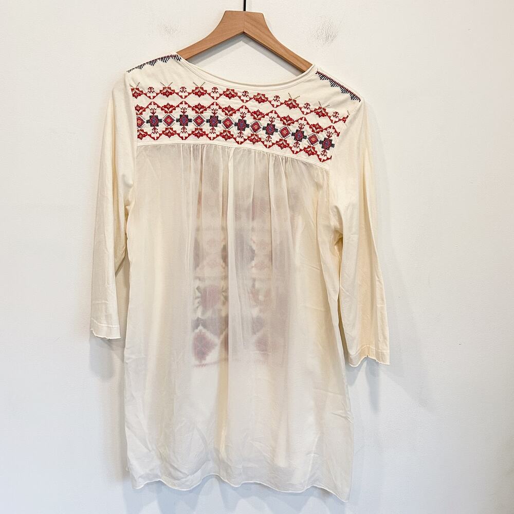 Johnny Was Floral Embroidered V-Neck Tunic Cream Size L - Picture 3 of 7